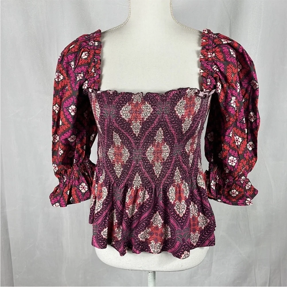 Anthropologie Conditions Apply Smocked
Sweetheart Blouse Pink Purple Small - Picture 5 of 10